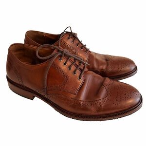TRASK Classic Brown Leather Oxford Wingtips Shoes 9.5 M